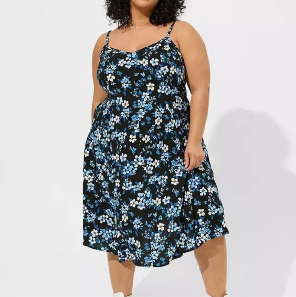 Torrid Midi Challis Sleeveless Trapeze Dress Size 0/ Large